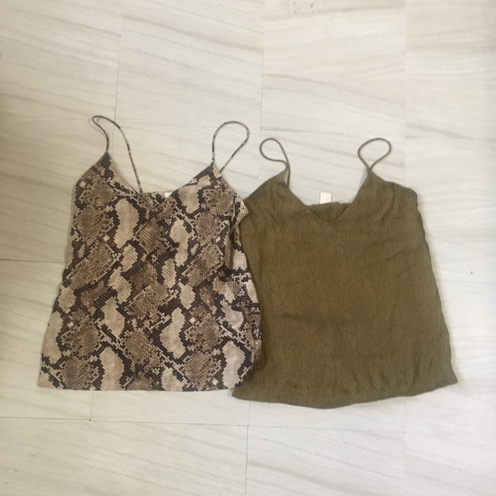 Two medium spaghetti strap crop tank tops
